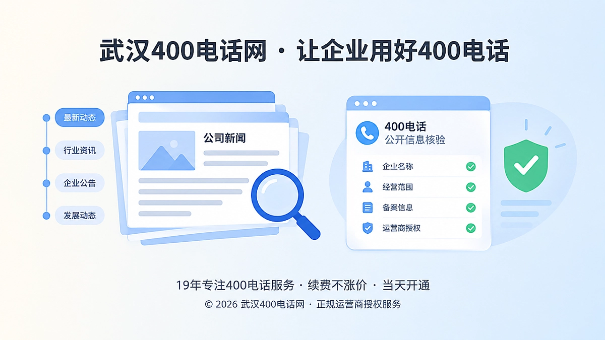 公司新闻与400电话公开信息核验扁平插图